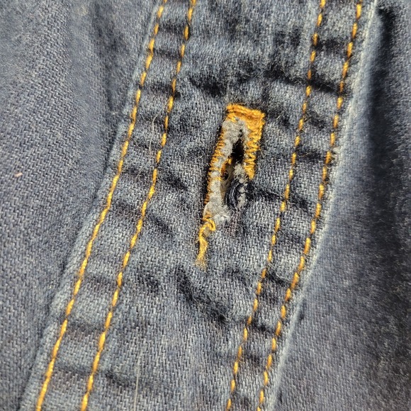 Maeve Anthropologie Womens 2 Dark Blue Denim Button Front‎ Dress Vneck Belted - Picture 6 of 11